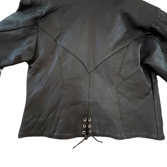 Women's Black Leather Moto Jacket Large Removable Thinsulate Liner‎ Genuine A-1 - Picture 7 of 11